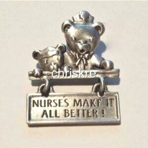Nursing Pin Brooch Graduation Gift Nurses Make it All Better Bear RN LPN CNA